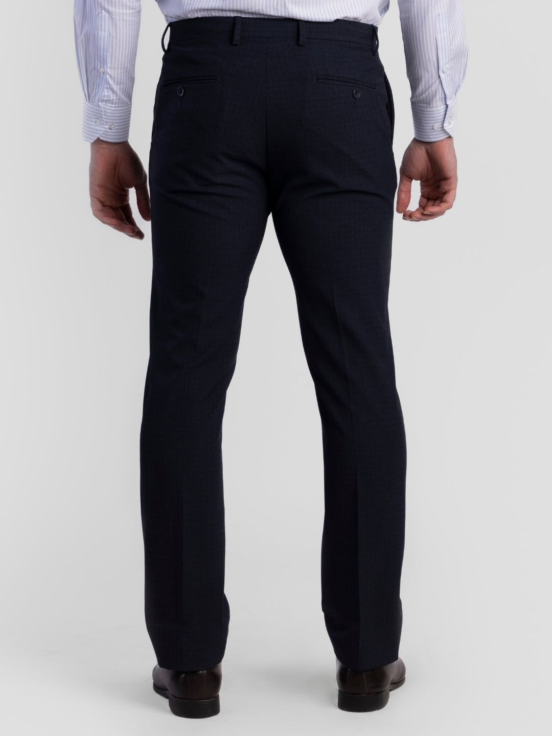 Navy Poly Viscose Blend Trousers for Men | Tailor Fit Luxury Wear