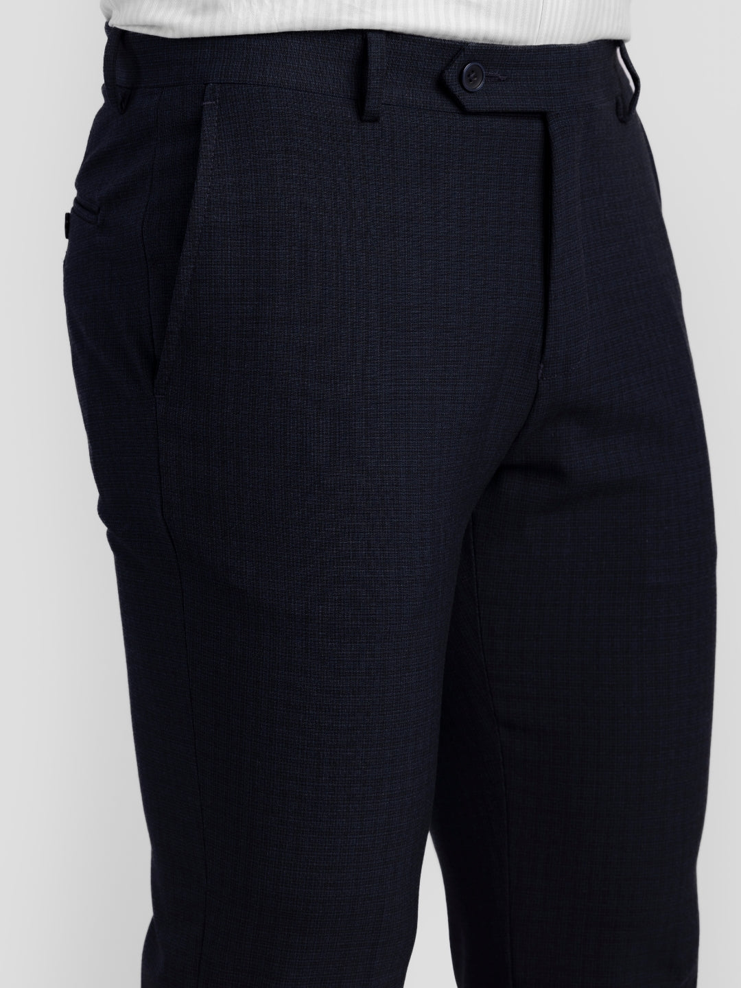 Navy Poly Viscose Blend Trousers for Men | Tailor Fit Luxury Wear