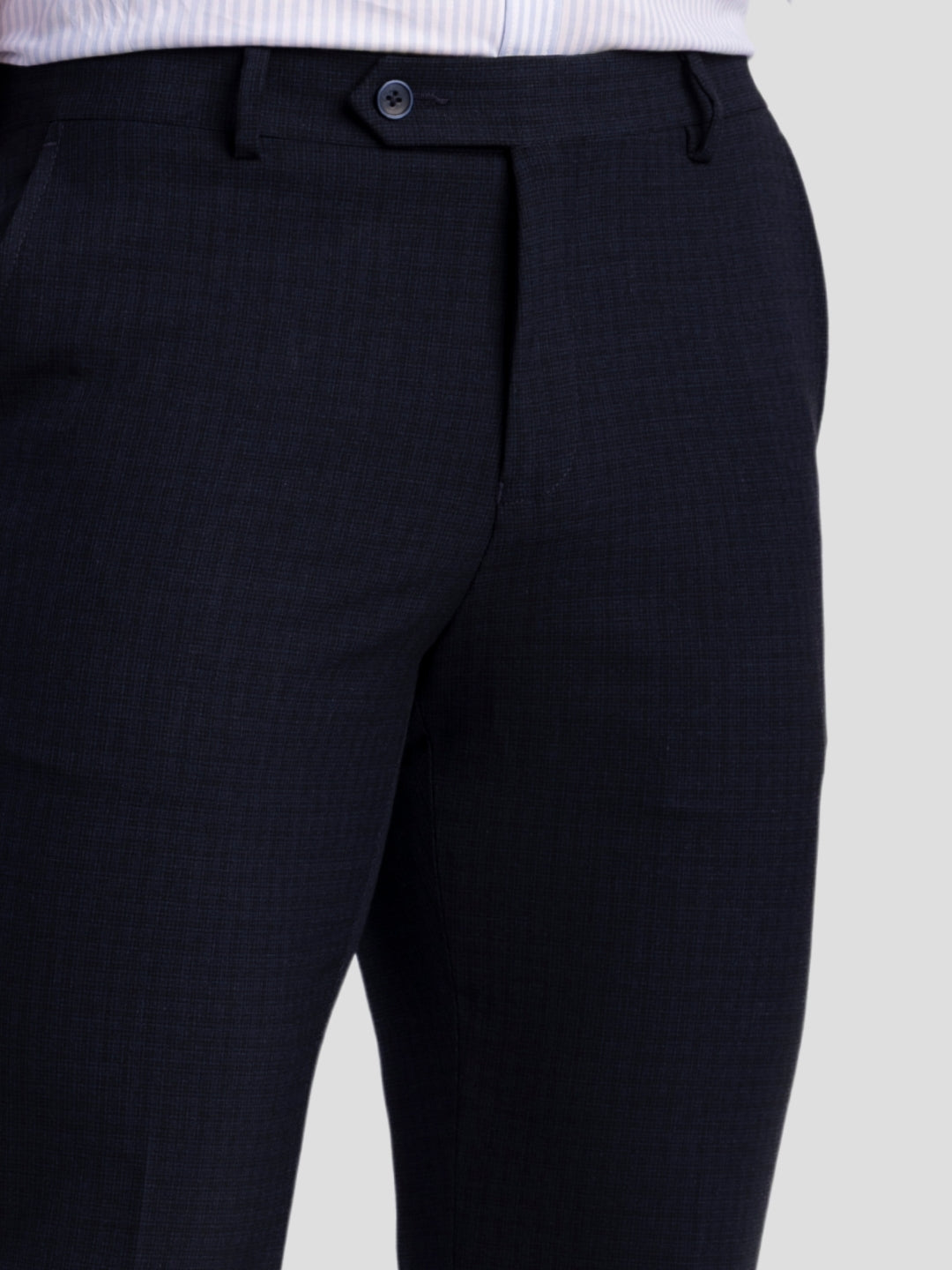 Navy Poly Viscose Blend Trousers for Men | Tailor Fit Luxury Wear