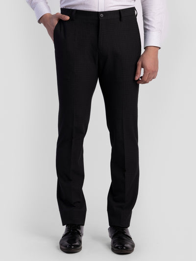 Black Poly Viscose Blend Trousers for Men | Tailor Fit Luxury Wear