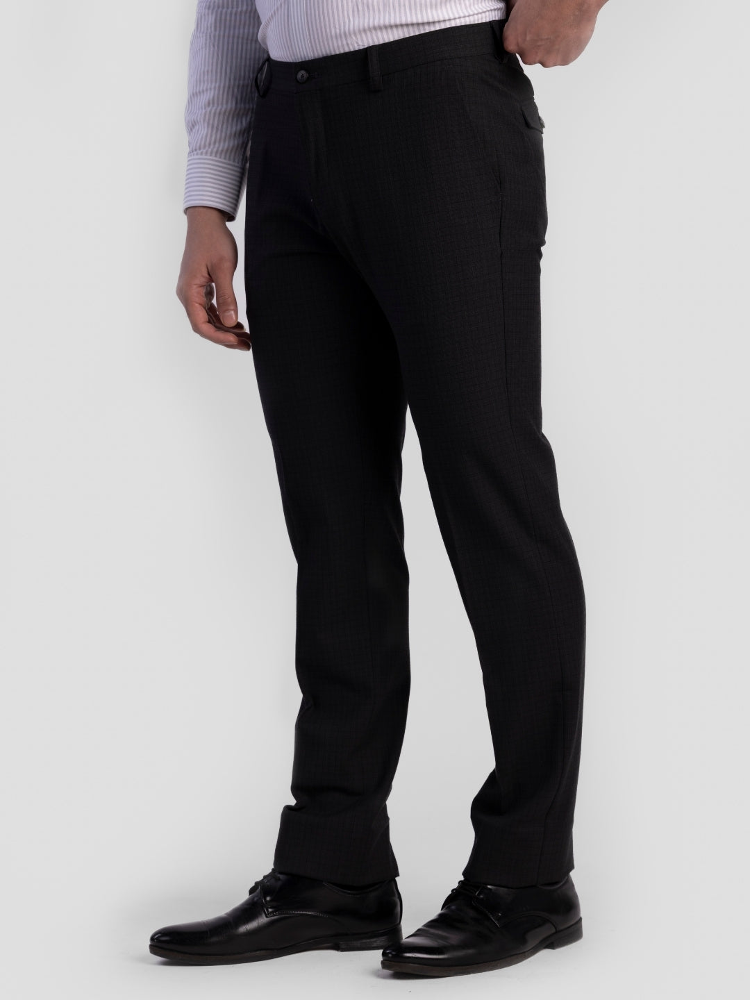 Black Poly Viscose Blend Trousers for Men | Tailor Fit Luxury Wear