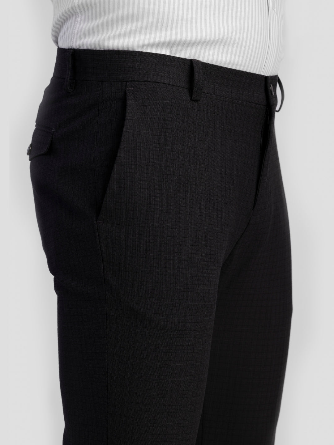 Black Poly Viscose Blend Trousers for Men | Tailor Fit Luxury Wear