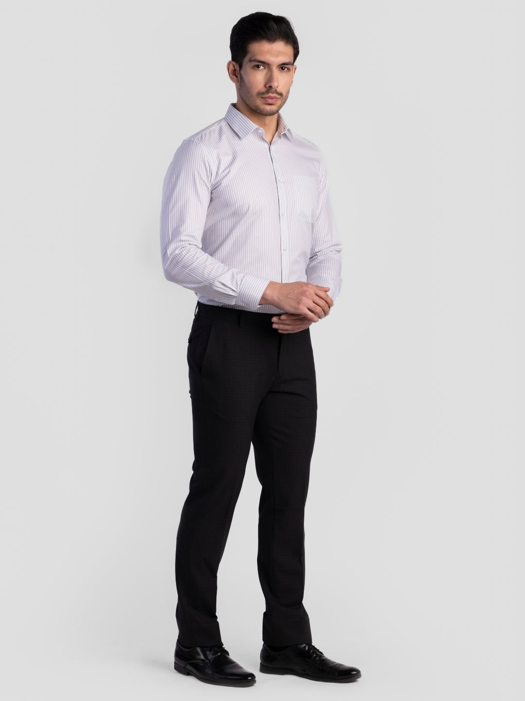 Black Poly Viscose Blend Trousers for Men | Tailor Fit Luxury Wear