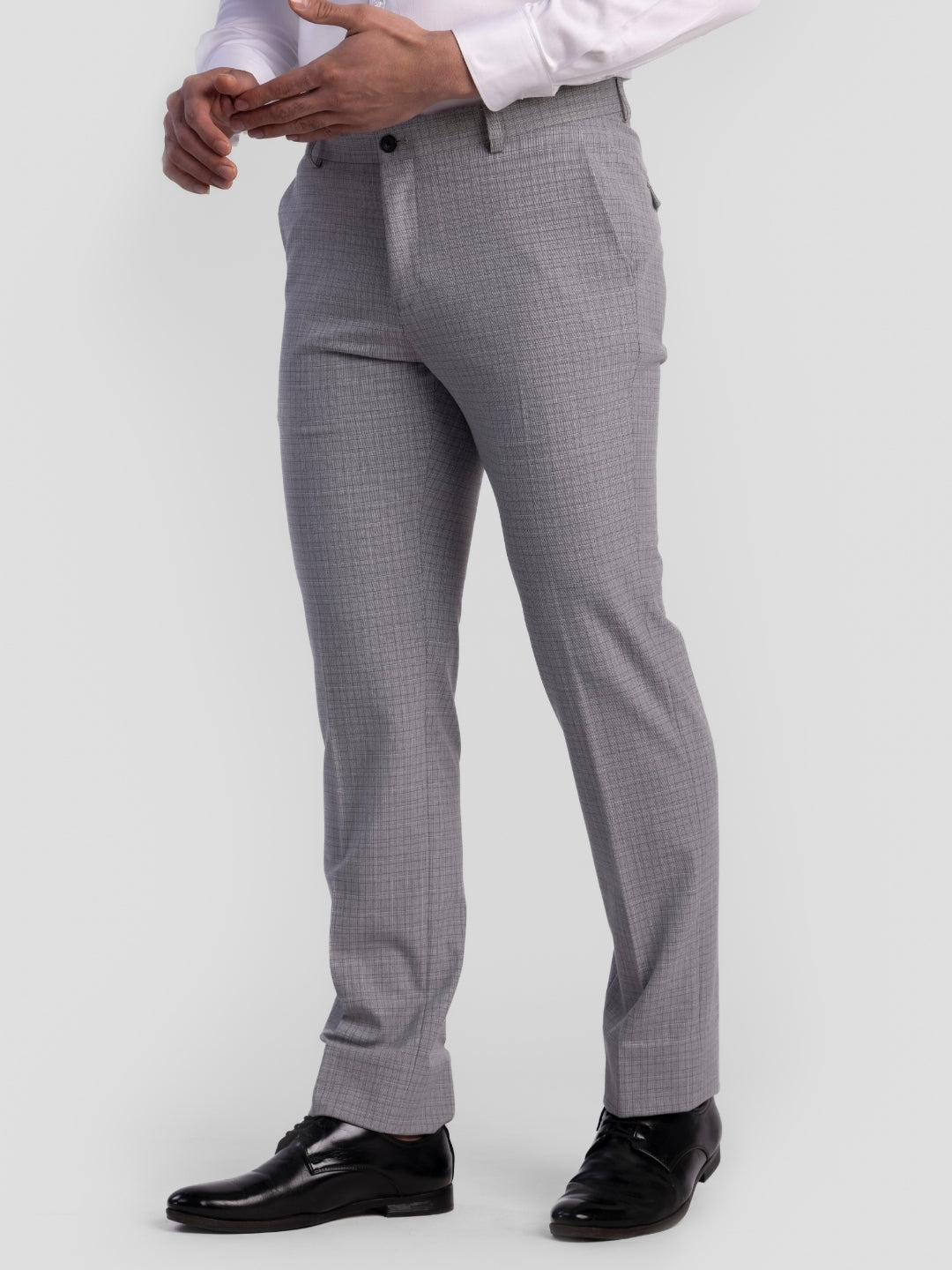 Lt Grey Poly Viscose Blend Trousers for Men | Tailor Fit Luxury Wear