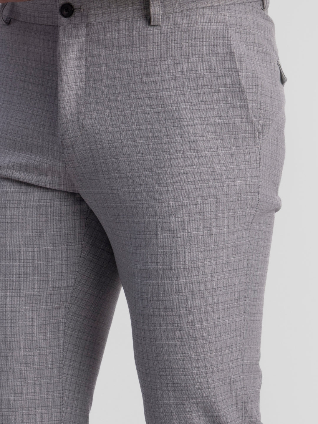 Lt Grey Poly Viscose Blend Trousers for Men | Tailor Fit Luxury Wear