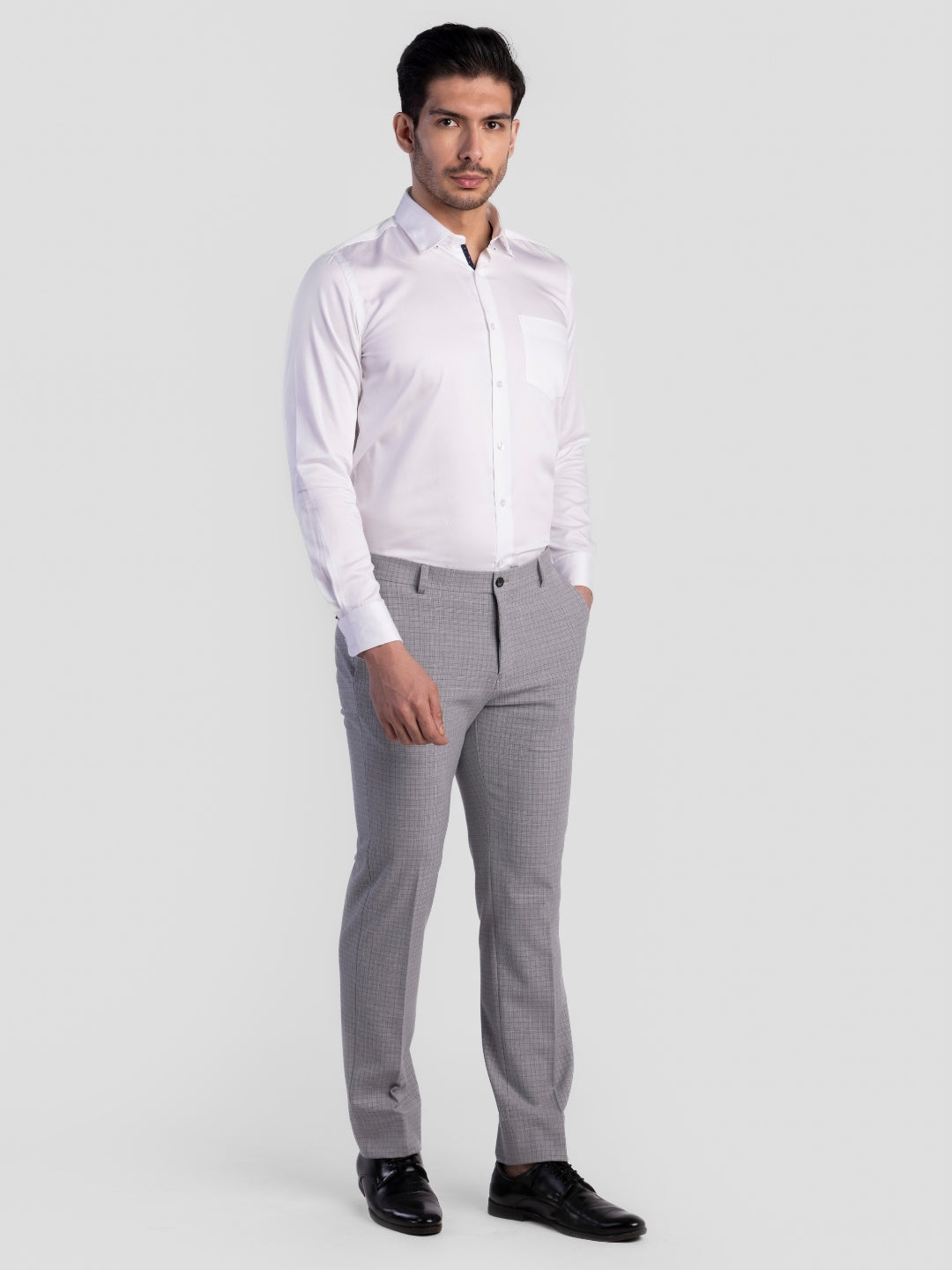 Lt Grey Poly Viscose Blend Trousers for Men | Tailor Fit Luxury Wear