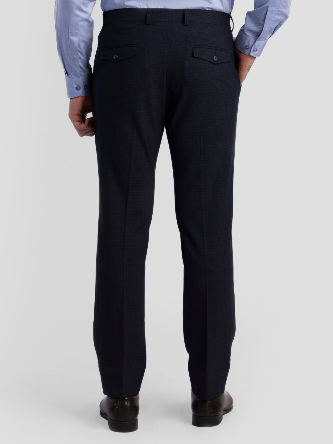 Navy Poly Viscose Blend Trousers for Men | Tailor Fit Luxury Wear