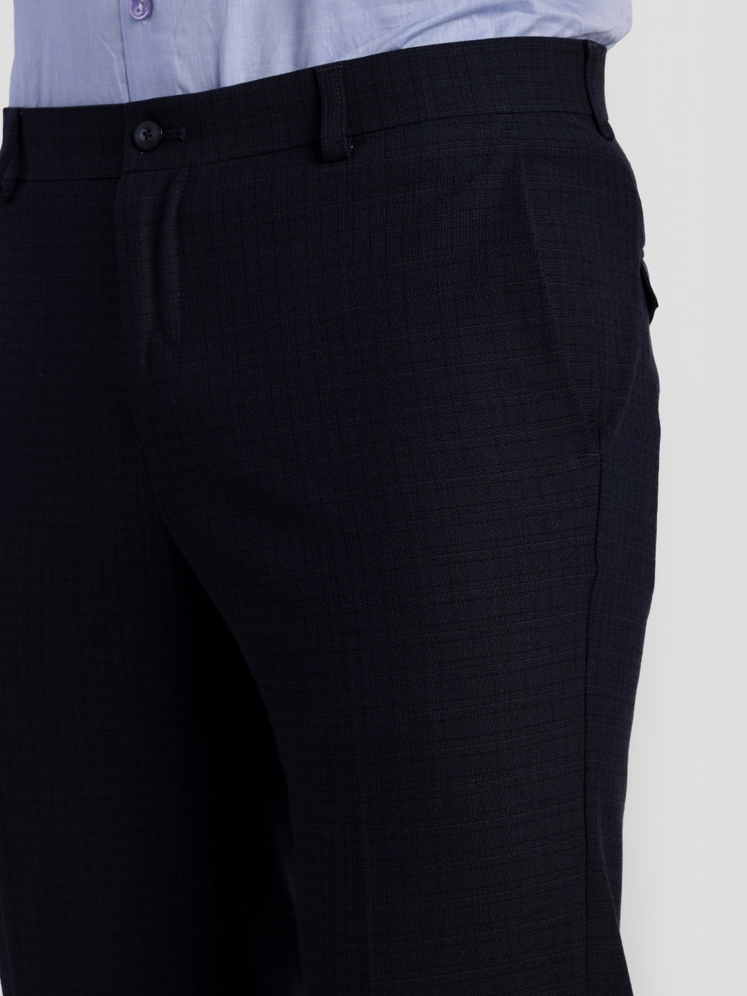 Navy Poly Viscose Blend Trousers for Men | Tailor Fit Luxury Wear
