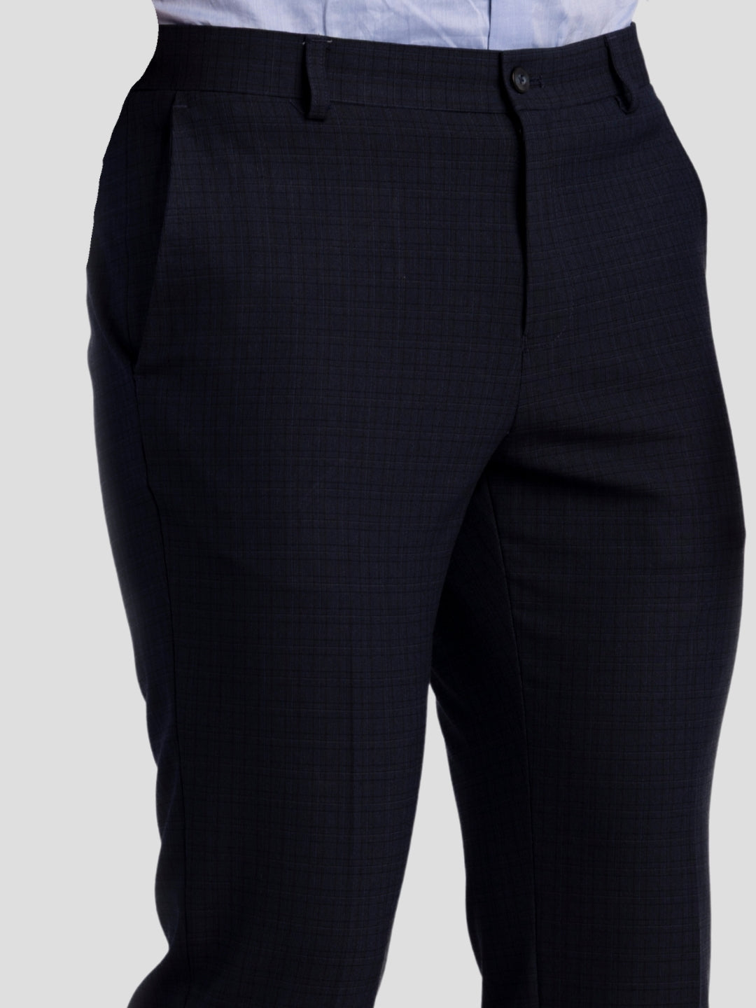 Navy Poly Viscose Blend Trousers for Men | Tailor Fit Luxury Wear