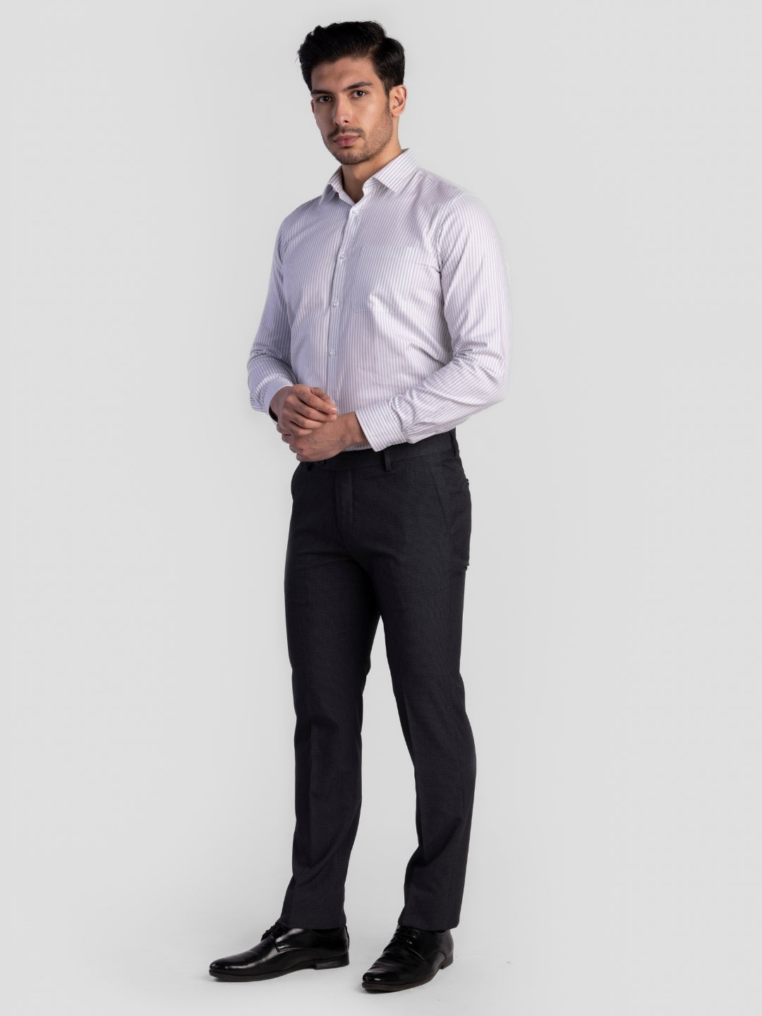 Dk Grey Poly Viscose Blend Trousers for Men | Tailor Fit Luxury Wear