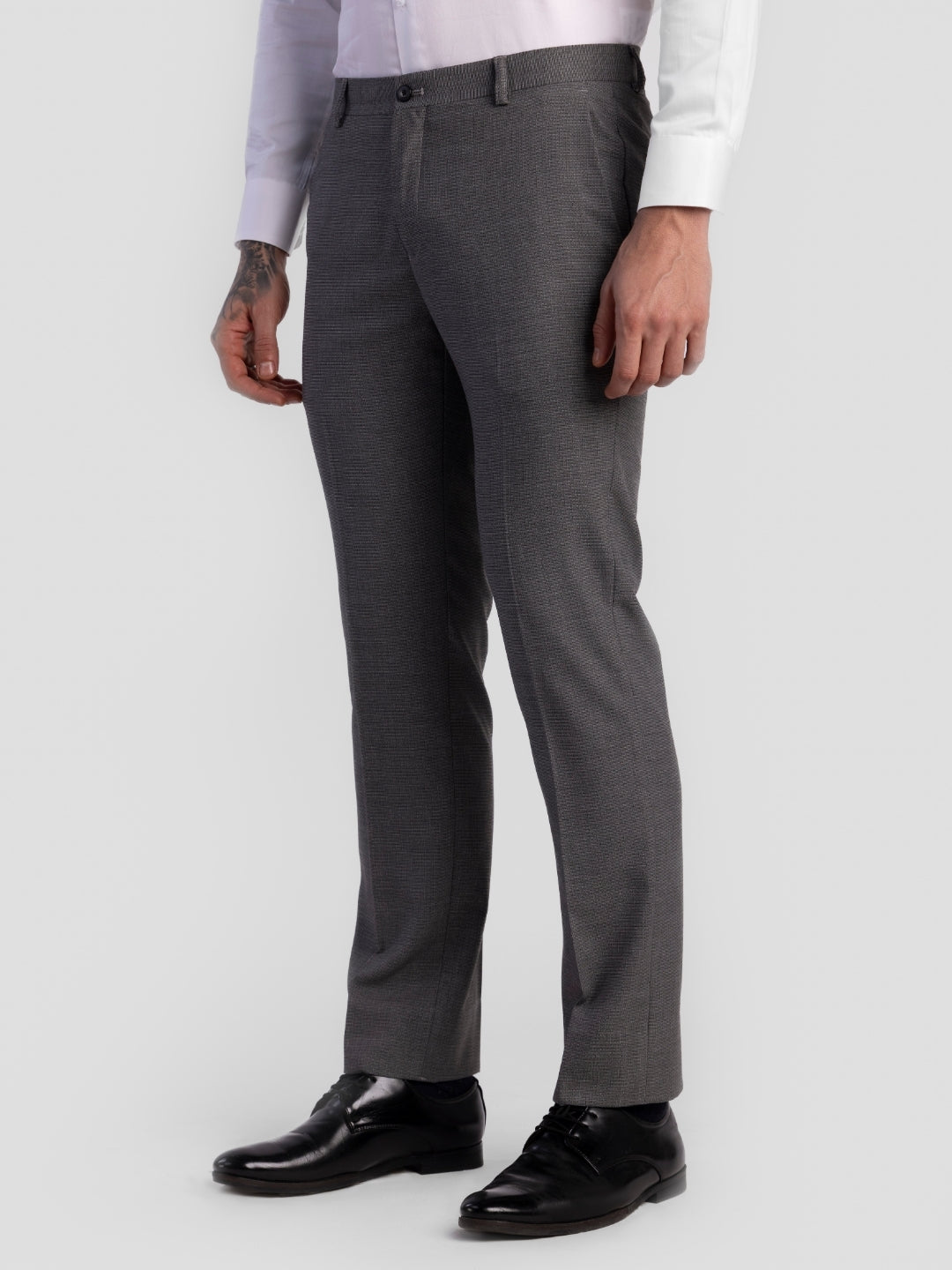 Lt Grey Poly Viscose Blend Trousers for Men | Tailor Fit Luxury Wear