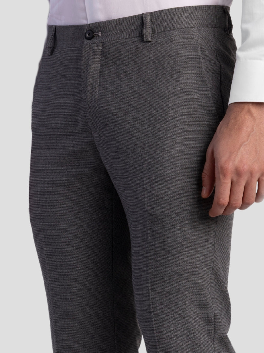 Lt Grey Poly Viscose Blend Trousers for Men | Tailor Fit Luxury Wear