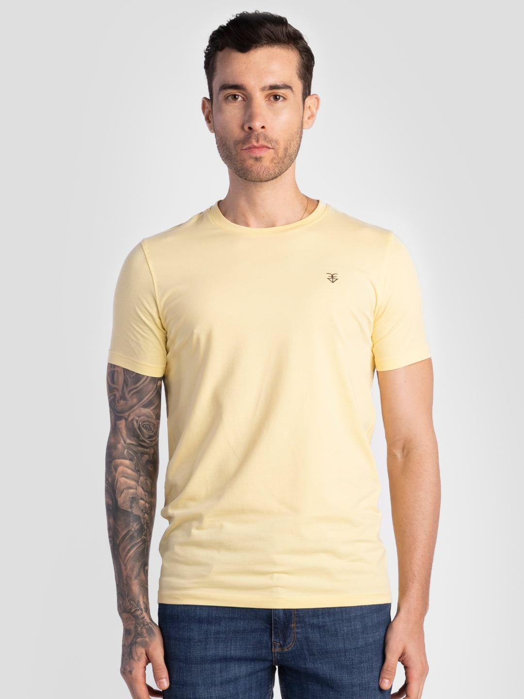 Light Yellow Pure Cotton T-Shirts for Men | Regular Fit Luxury Wear
