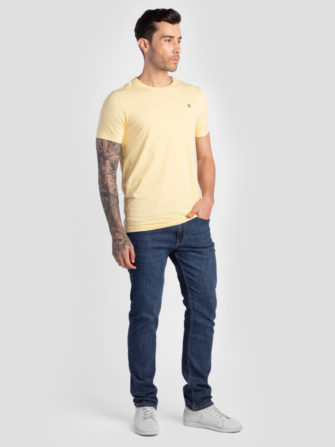 Light Yellow Pure Cotton T-Shirts for Men | Regular Fit Luxury Wear