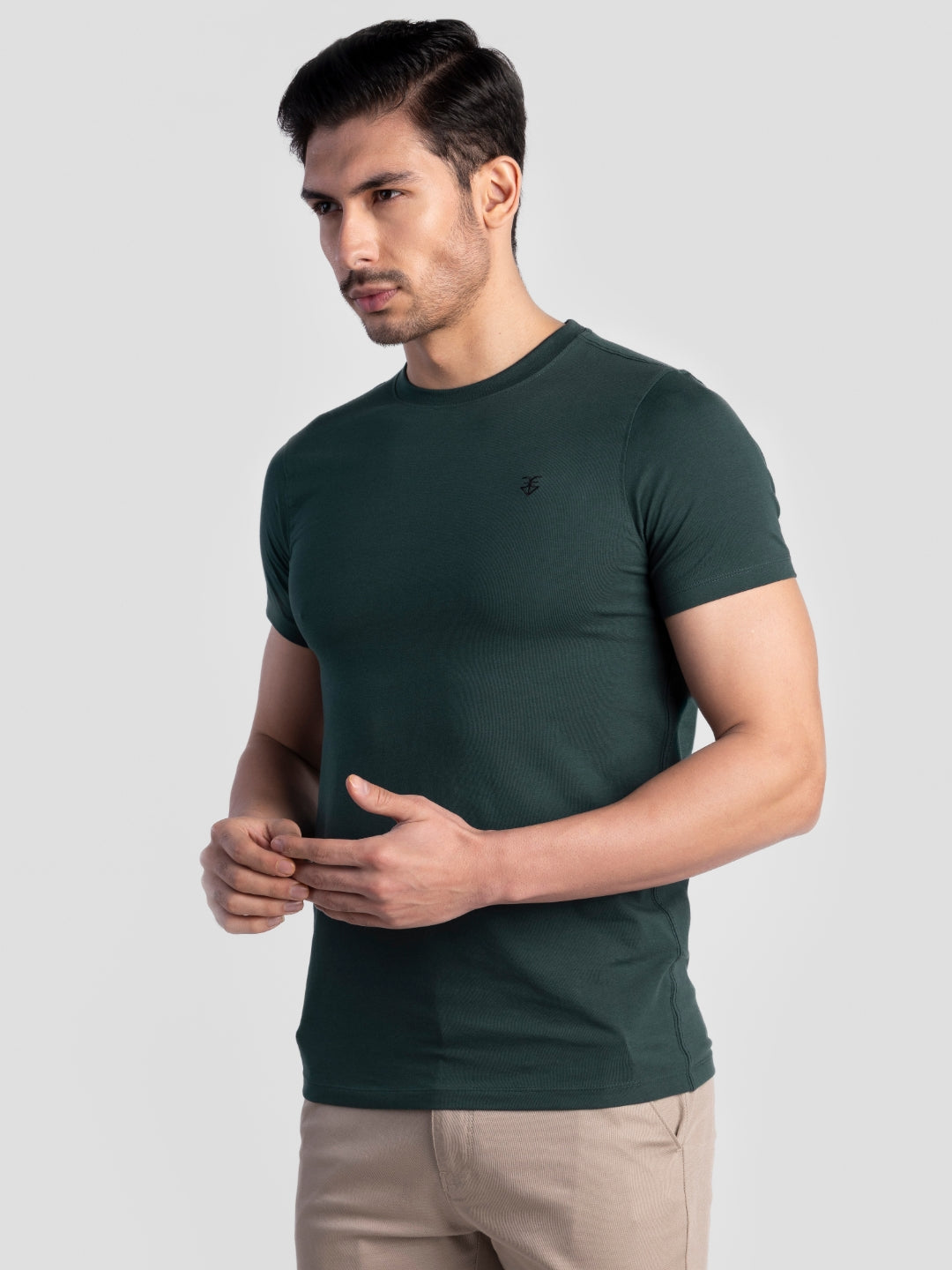 Bottle Green Pure Cotton T-Shirts for Men | Regular Fit Luxury Wear