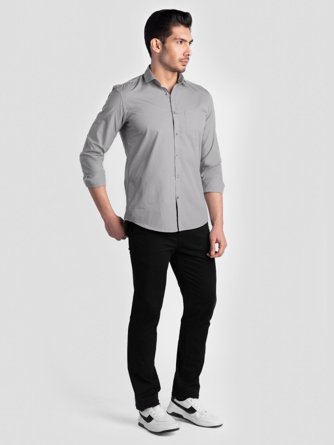 Grey Pure Cotton Shirts for Men | Slim Fit Luxury Wear