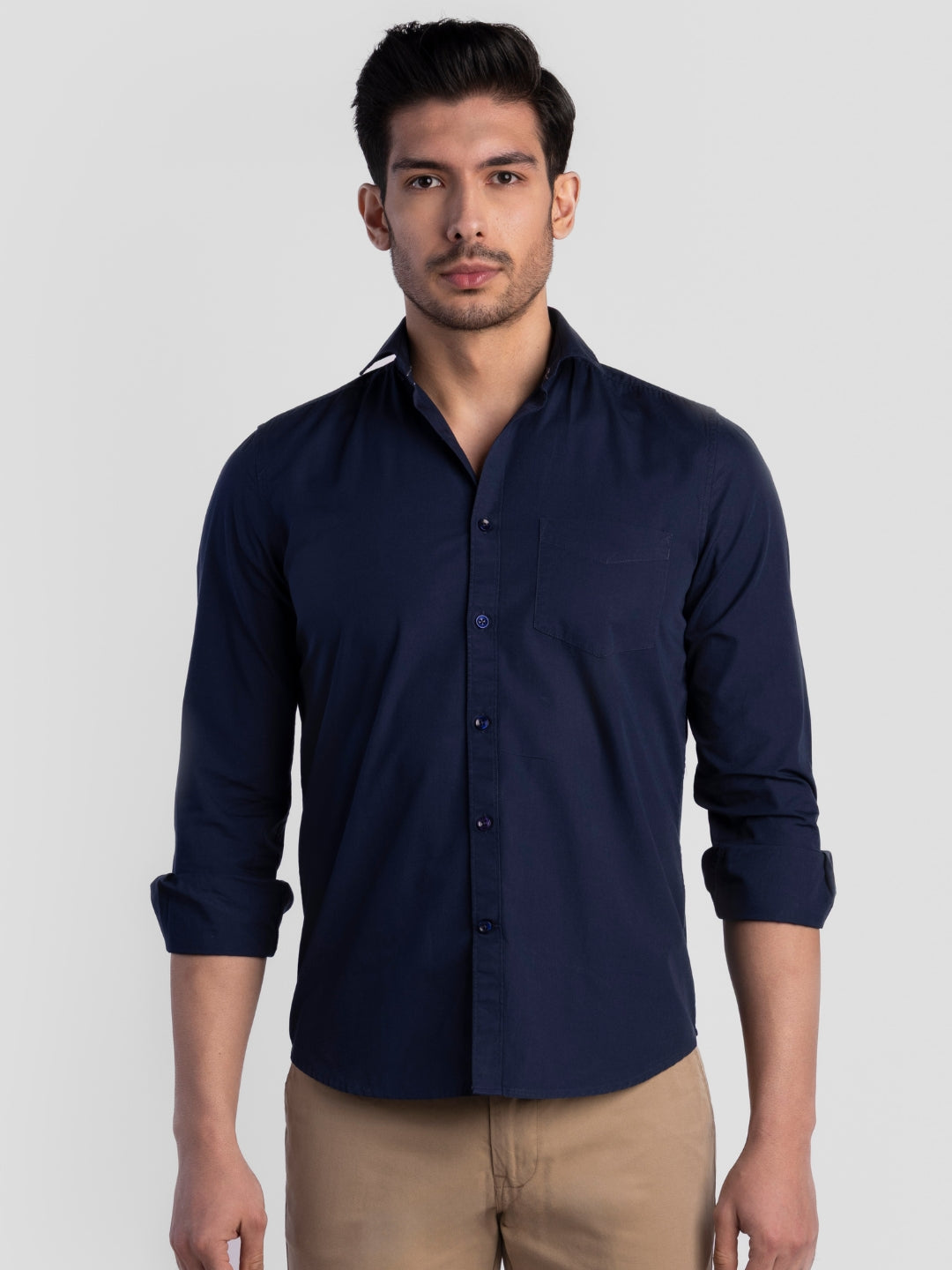 Navy Pure Cotton Shirts for Men | Slim Fit Luxury Wear