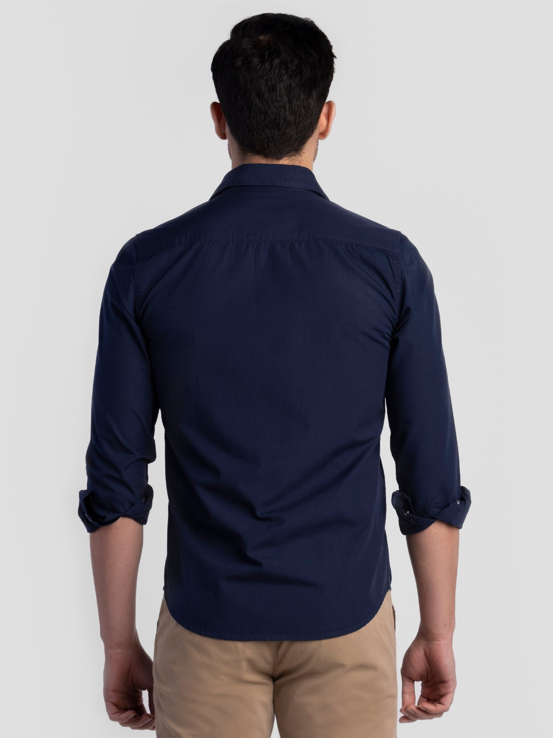 Navy Pure Cotton Shirts for Men | Slim Fit Luxury Wear