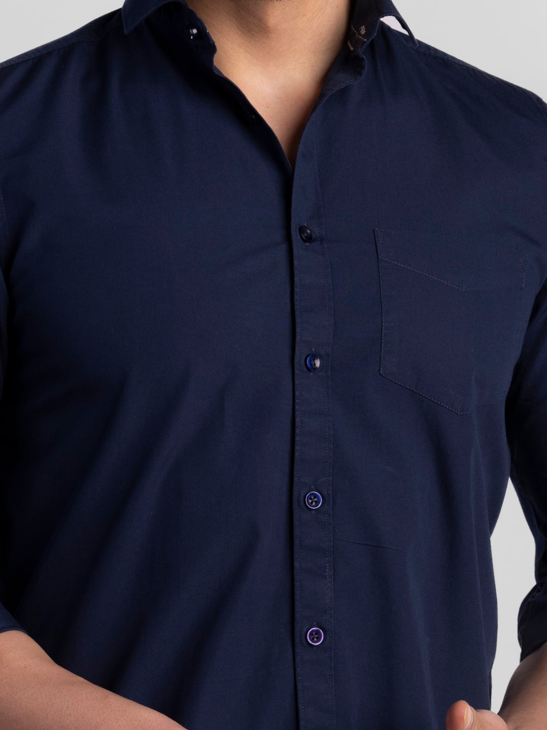 Navy Pure Cotton Shirts for Men | Slim Fit Luxury Wear