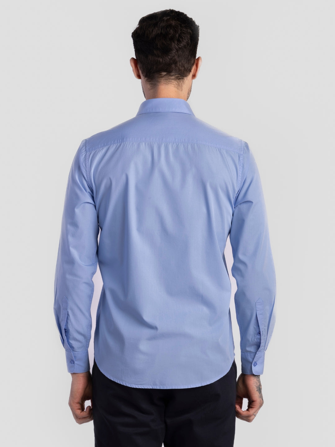 Powder Blue Pure Cotton Shirts for Men | Slim Fit Luxury Wear