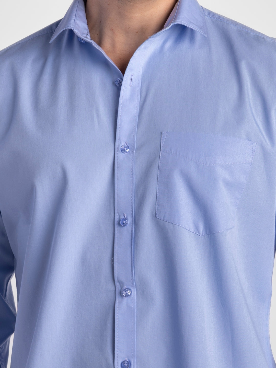 Powder Blue Pure Cotton Shirts for Men | Slim Fit Luxury Wear