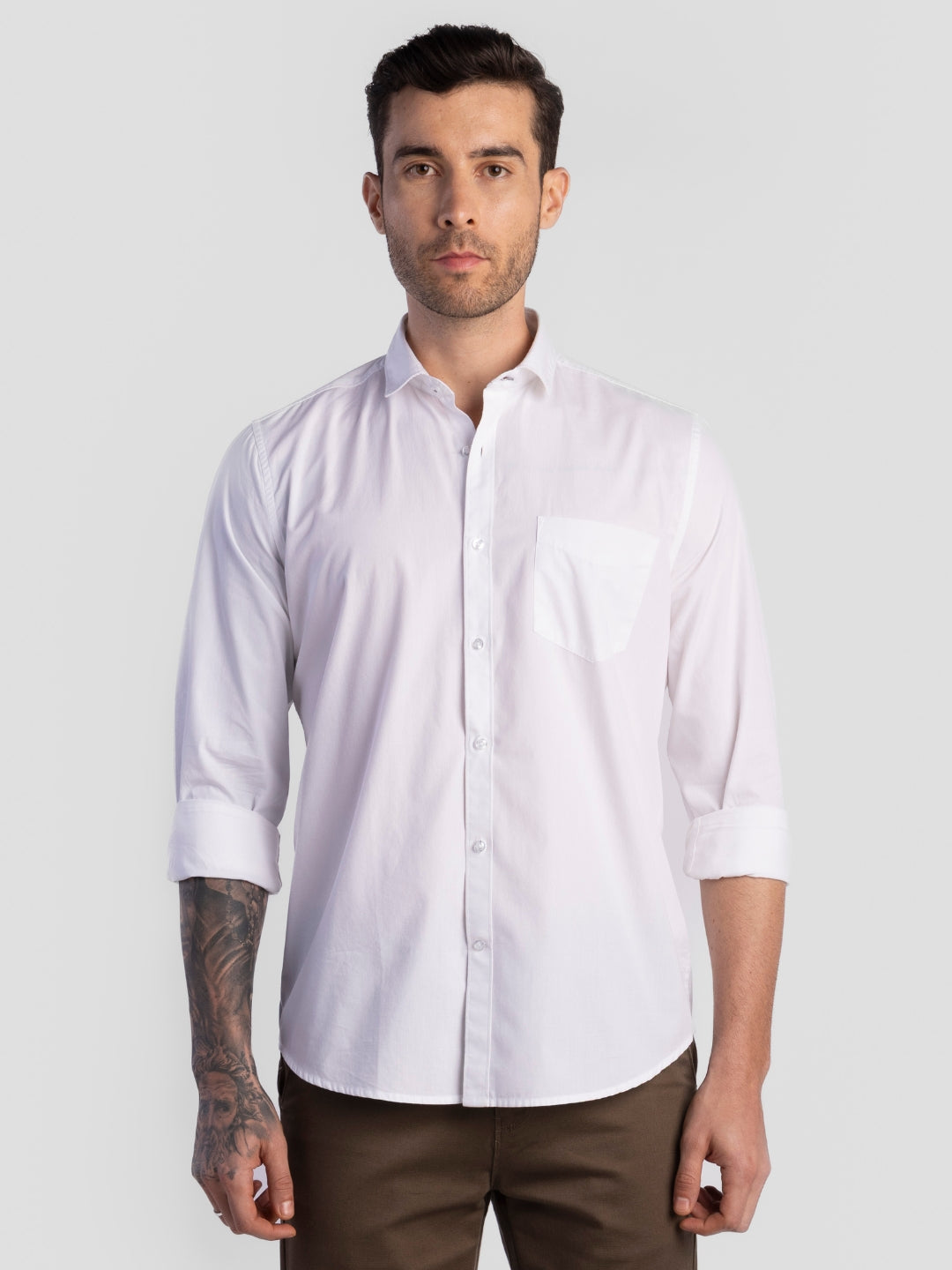 White Pure Cotton Shirts for Men | Slim Fit Luxury Wear