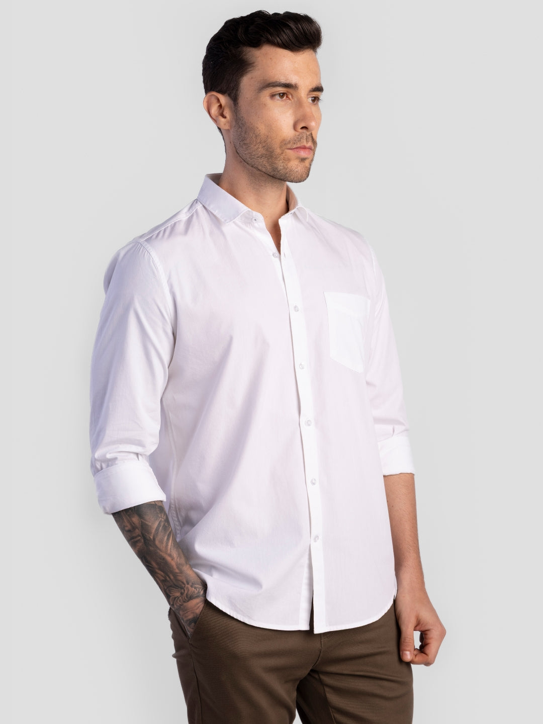 White Pure Cotton Shirts for Men | Slim Fit Luxury Wear