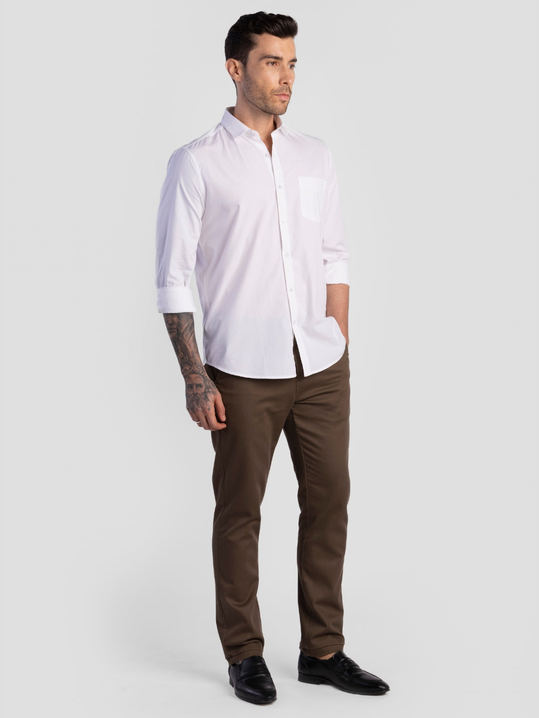 White Pure Cotton Shirts for Men | Slim Fit Luxury Wear