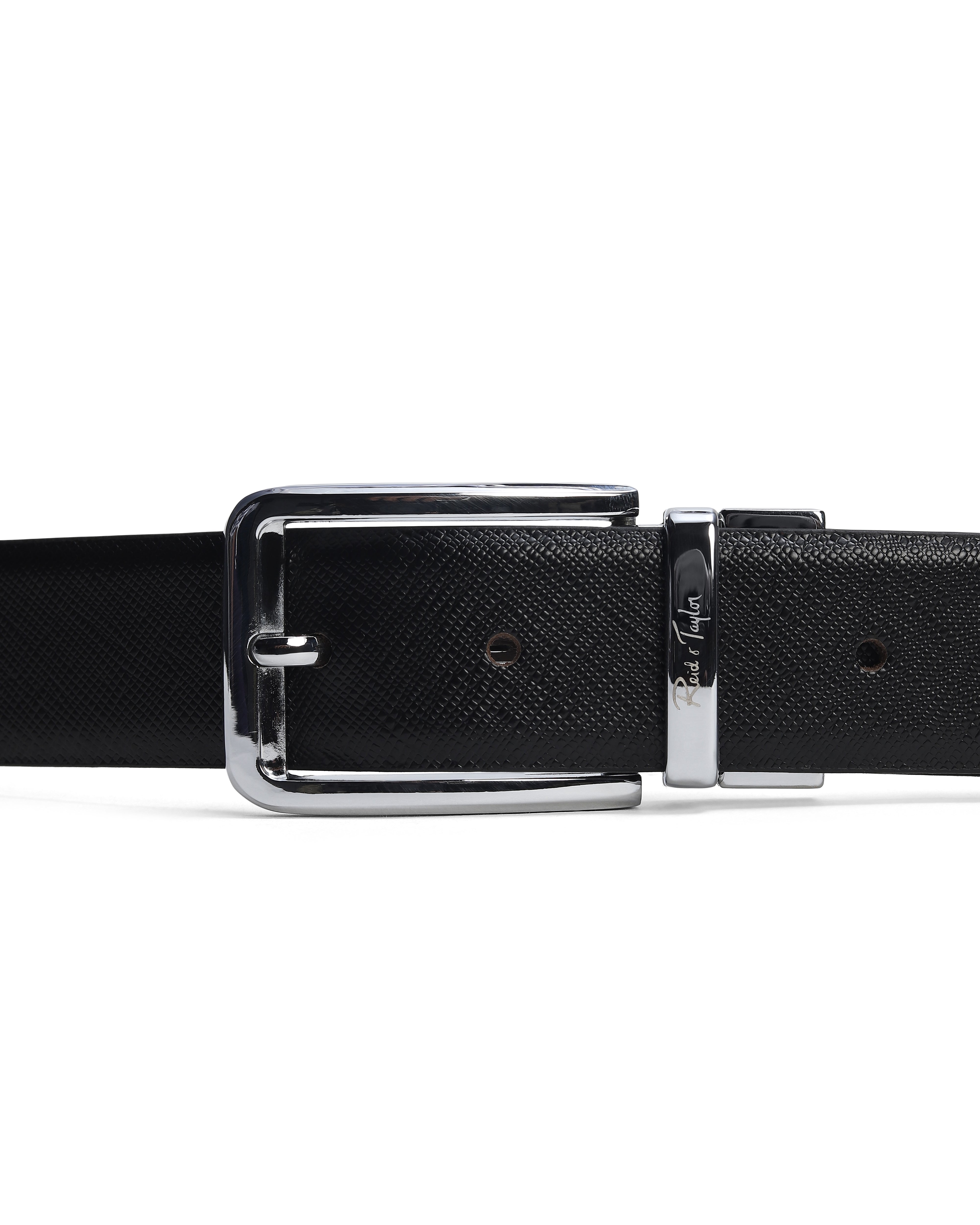 Men Black & Brown Reversible Matte Saffiano Leather Everyday Formal Belt