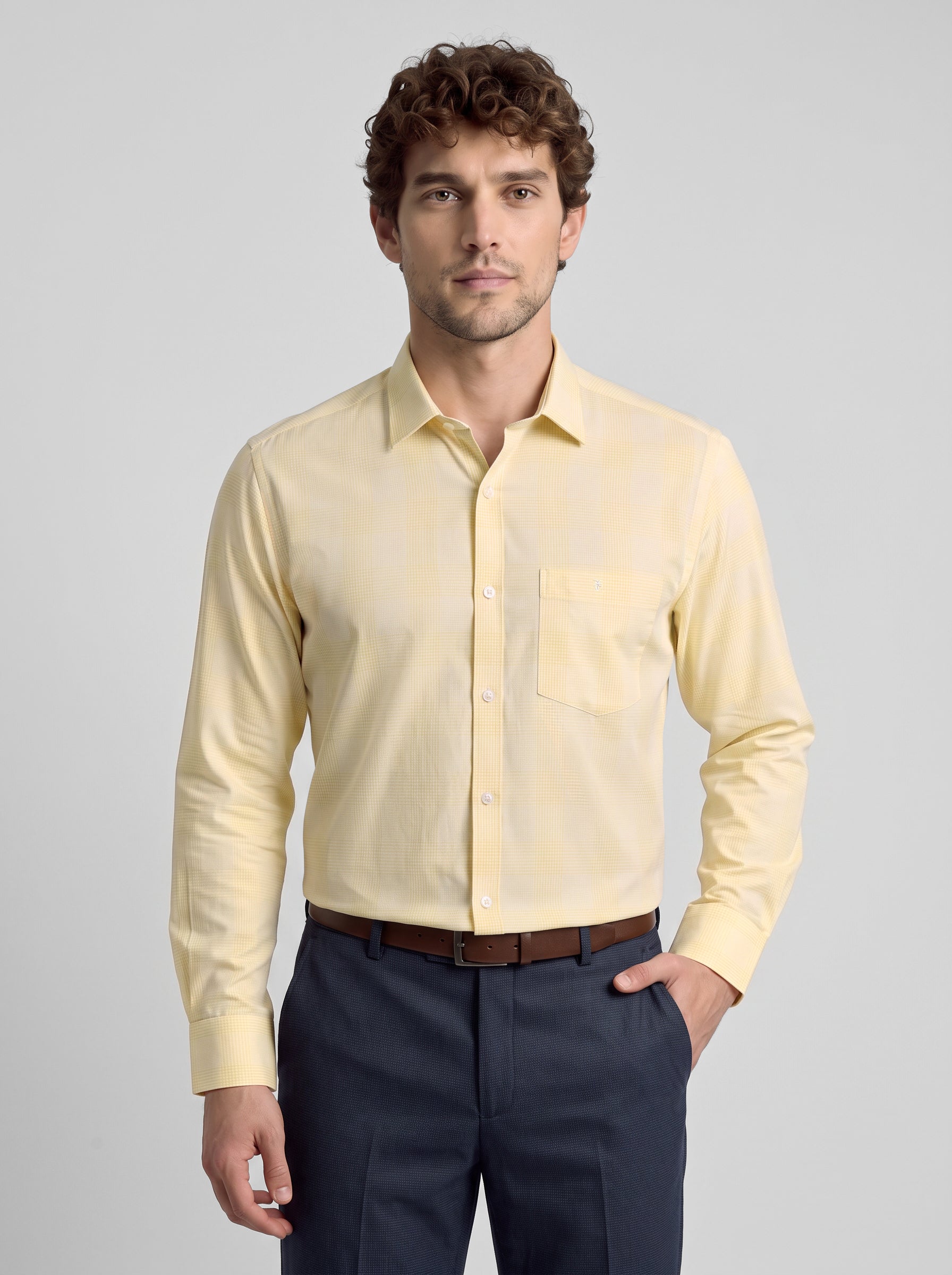 Slim Fit Shirt Yellow/White
