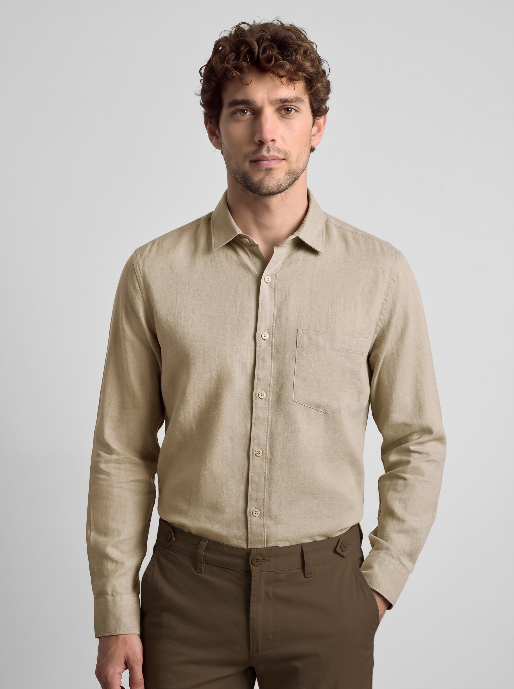 Slim Fit Shirt Beige