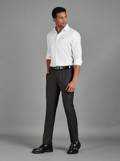 Men's Pure Cotton Dobby Dobby Slim Fit Full Sleeve Formal Shirt - White