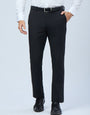 Black Poly Viscose Elastane Plain Tailor Fit Smart Casual Trousers