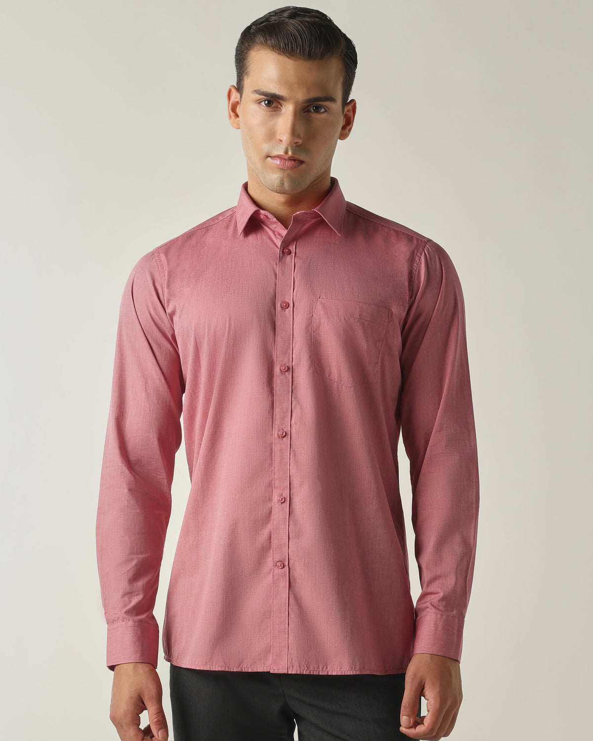 Men's Pure Cotton Fil-A-Fil Slim Fit Full Sleeve Formal Shirt - Red
