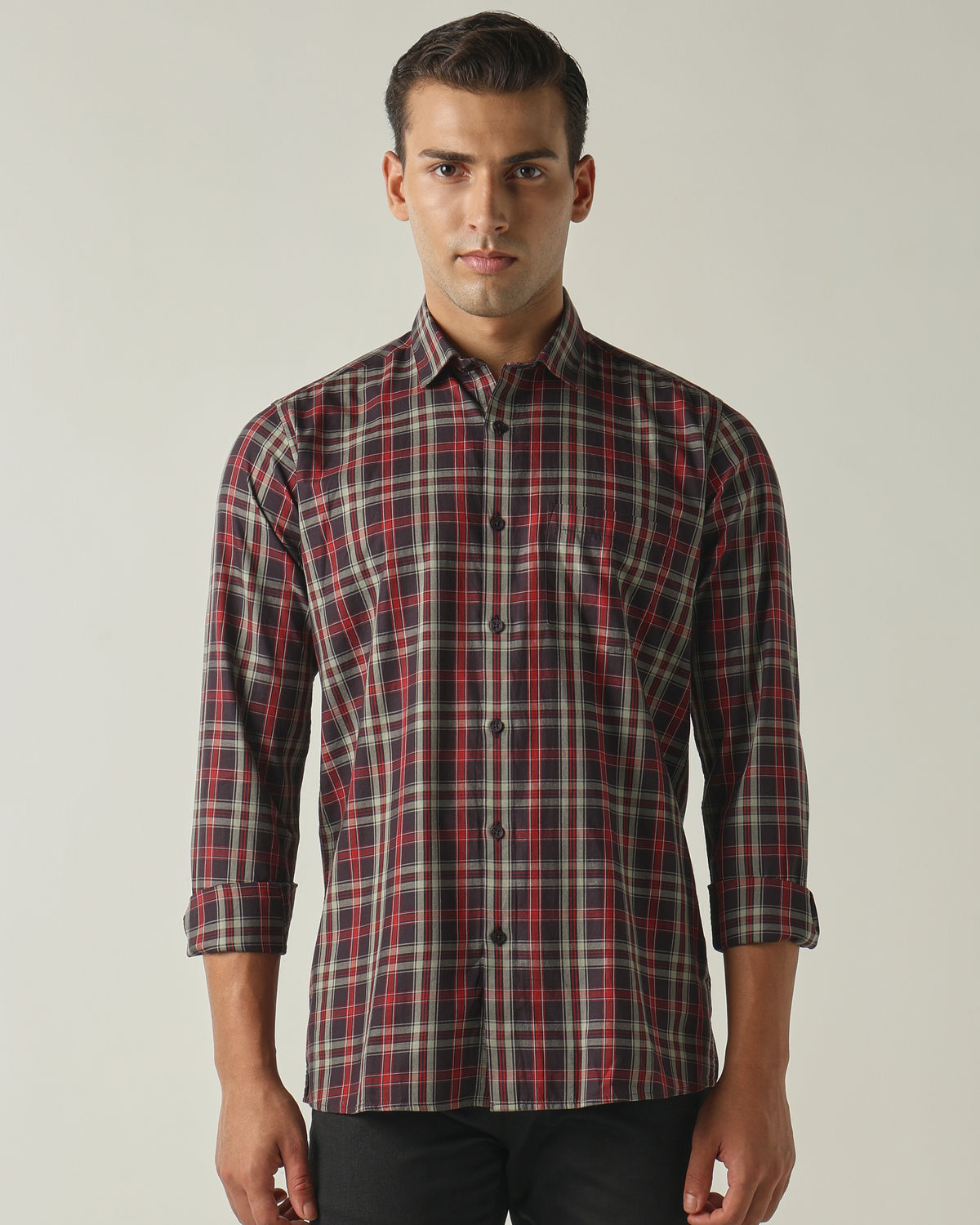 Men's Pure Cotton Checks Slim Fit Full Sleeve Casual Shirt - Blue