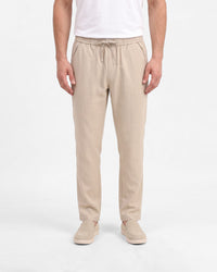 Men's Solid 100% Cotton Regular Fit Casual Trousers-Beige
