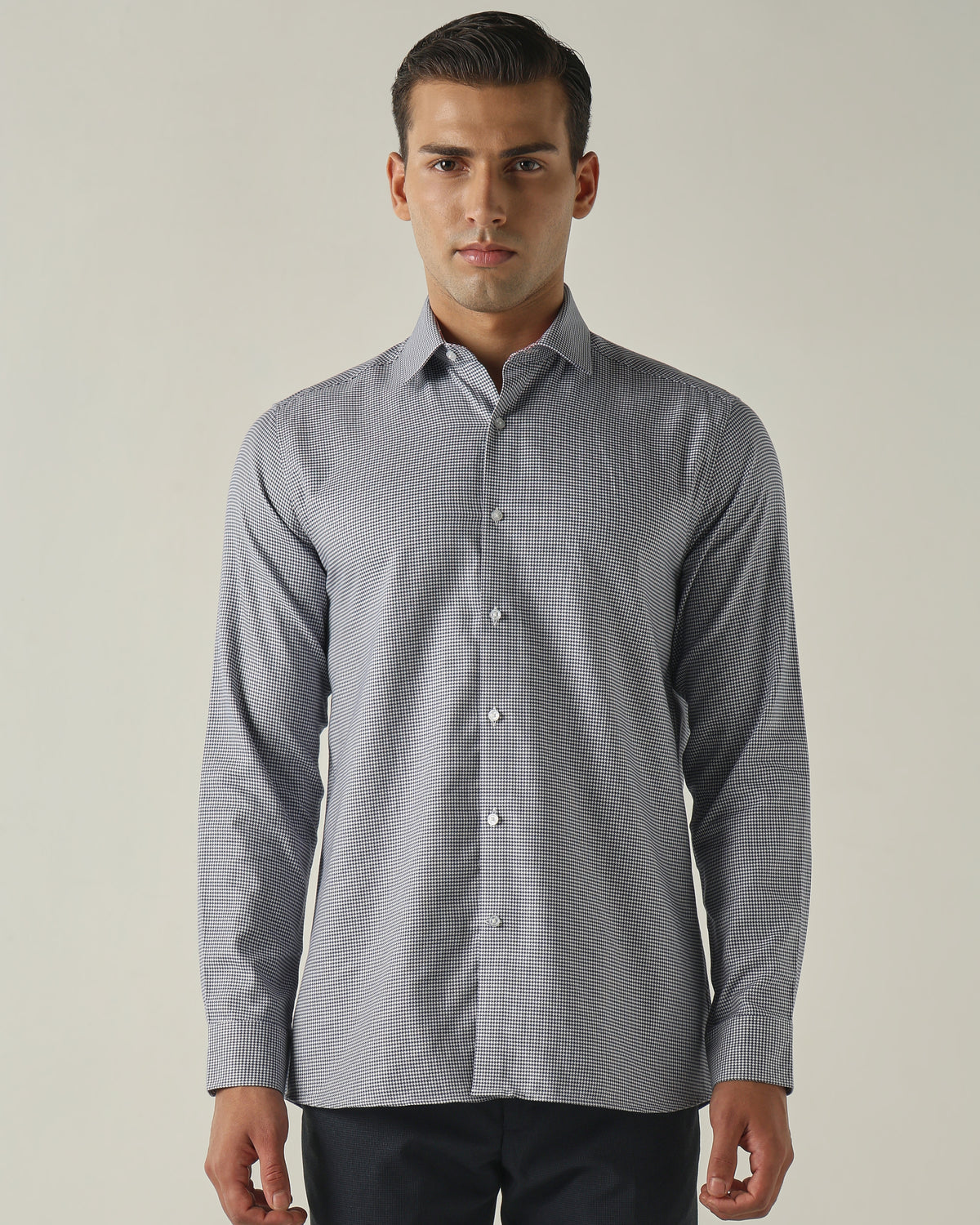 Men's Pure Cotton Dobby Solid Slim Fit Full Sleeve Formal Shirt - Blue