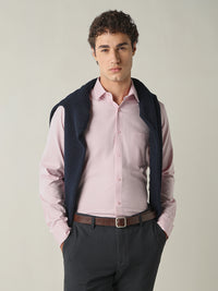 Men's Pure Cotton Dobby Solid Slim Fit Full Sleeve Formal Shirt - Pink