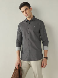 Men's Pure Cotton Printed Slim Fit Full Sleeve Casual Shirt - Brown
