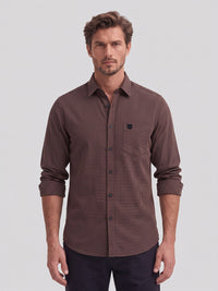Men's Pure Cotton Checks Regular Fit Full Sleeve Casual Shirt - Wine