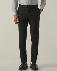 Men's Solid Poly Viscose Elastane Slim Fit Formal Trousers - Black