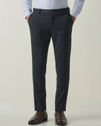 Men's Solid Poly Viscose Elastane Slim Fit Formal Trousers - Blue
