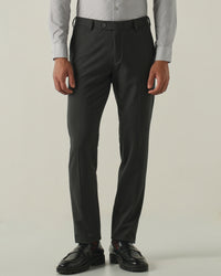 Men's Solid Poly Viscose Elastane Slim Fit Formal Trousers - Grey