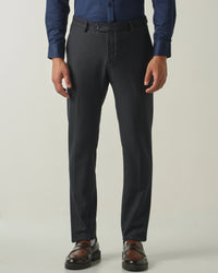 Men's Solid Poly Viscose Elastane Regular Fit Formal Trousers - Dark Grey