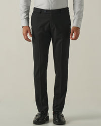 Men's Solid Poly Viscose Elastane Regular Fit Formal Trousers - Black