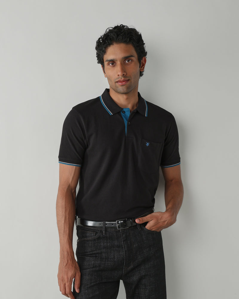 Topwear Premium Pique Knit Fabric T-Shirts – Black