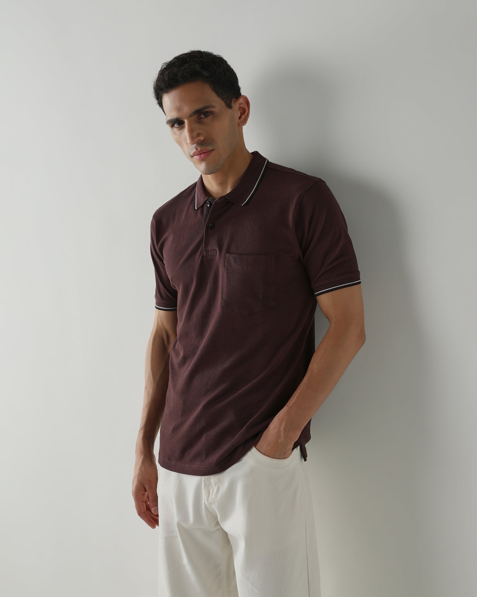 Topwear Premium Pique Knit Fabric T-Shirts – Coffee