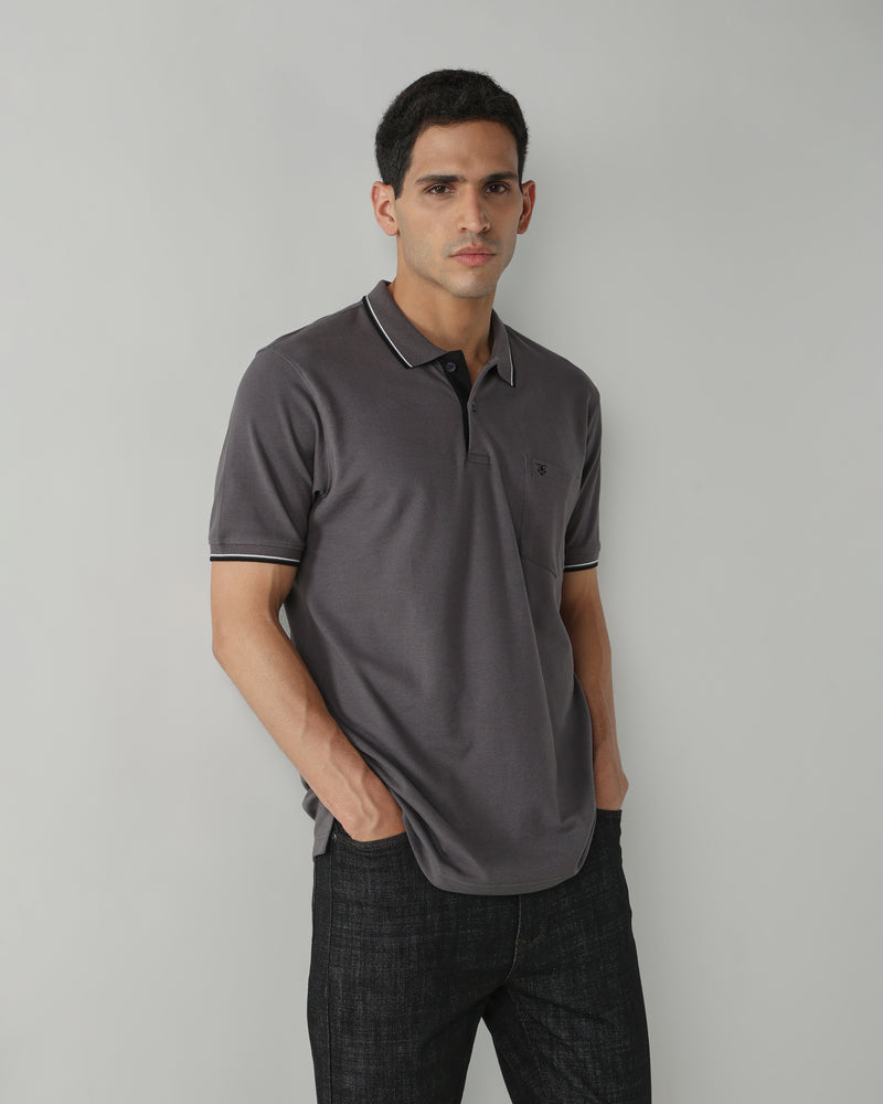 Topwear Premium Pique Knit Fabric T-Shirts – Dark Grey
