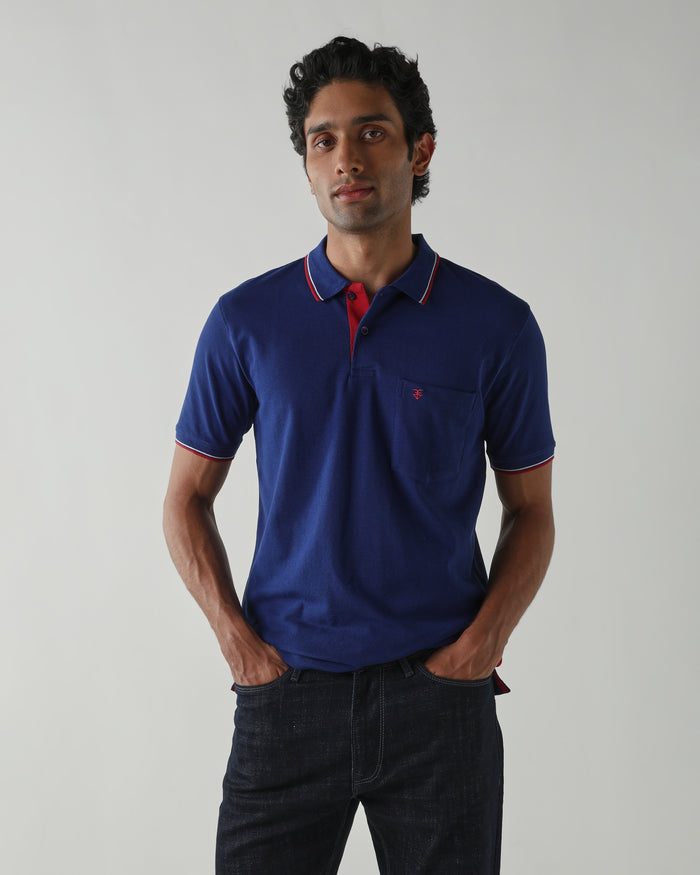 Topwear Premium Pique Knit Fabric T-Shirts – Navy