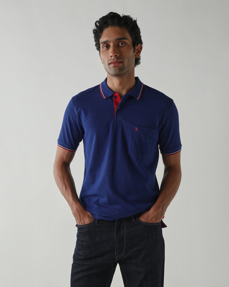 Topwear Premium Pique Knit Fabric T-Shirts – Navy